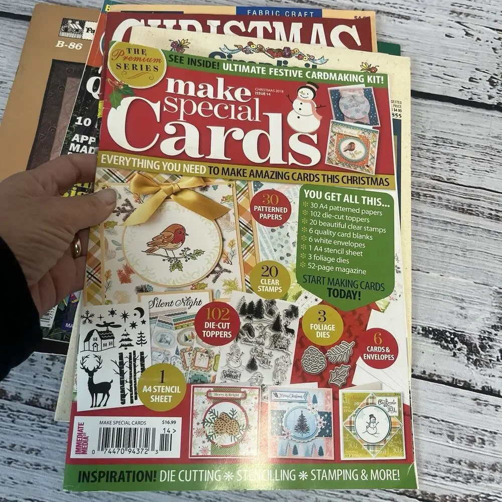 Vintage Set of 12 Craft Quilt Magazines Christmas Cross Stitch Leisure Arts Mugs